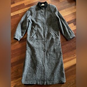 RARE LLbean long wool tweed coat M
